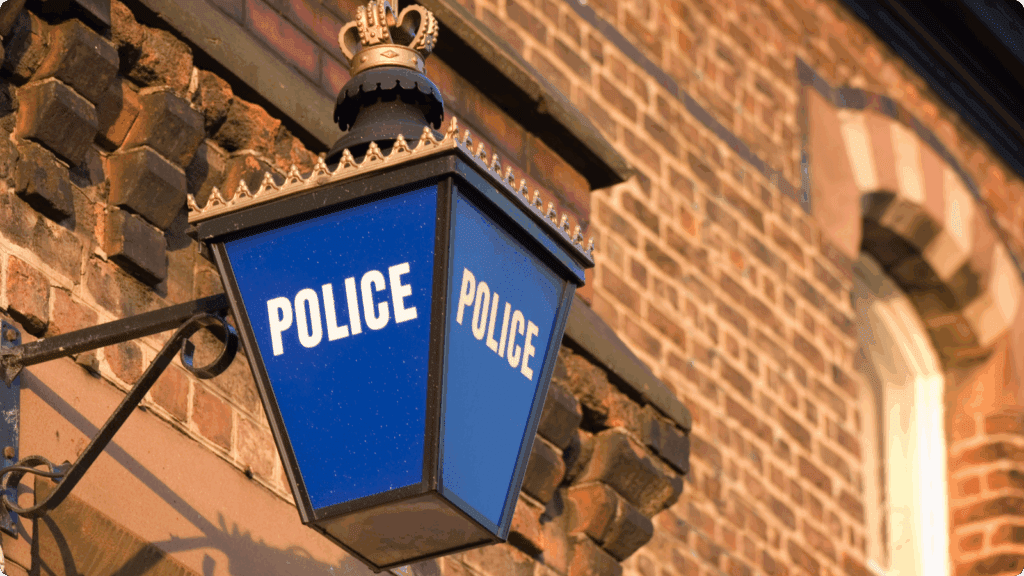 Traditional blue police station light